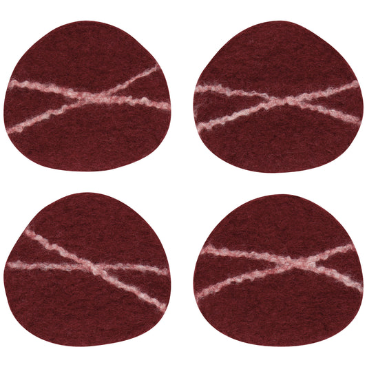 Striato Felt Wool Coasters Set of 4 - Garnet
