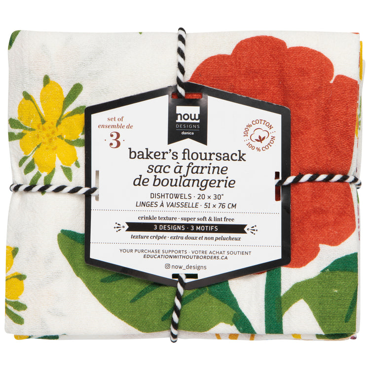 Flowers Of The Month Baker's Floursack Dishtowels Set of 3