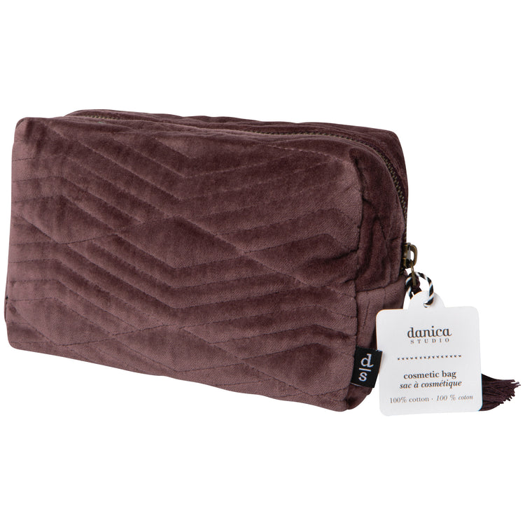 Fig Quilted Velvet Cosmetic Bag