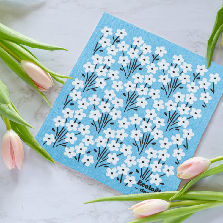 Bouquet Blue Swedish Dishcloth