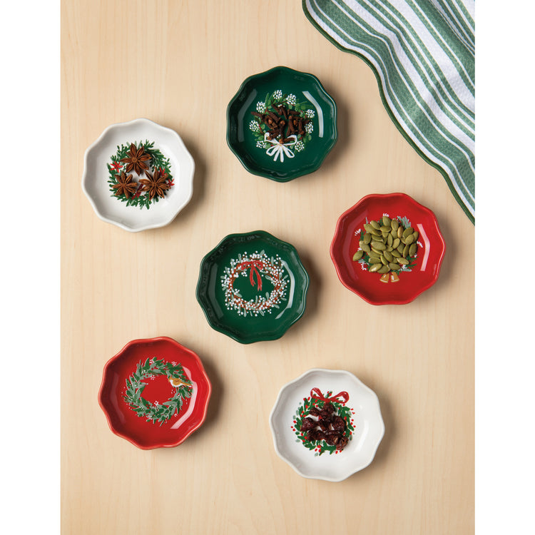 Wreaths Christmas Pinch Bowls Set of 6