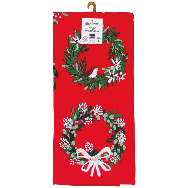 Wreaths Christmas Dishtowels Set of 2