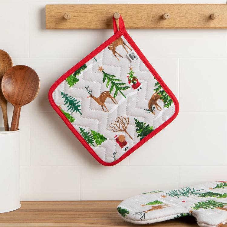 Santa's Reindeer Christmas Potholder