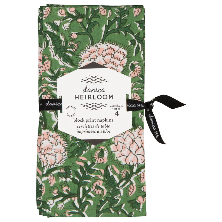 Peony Block Print Napkins Set of 4