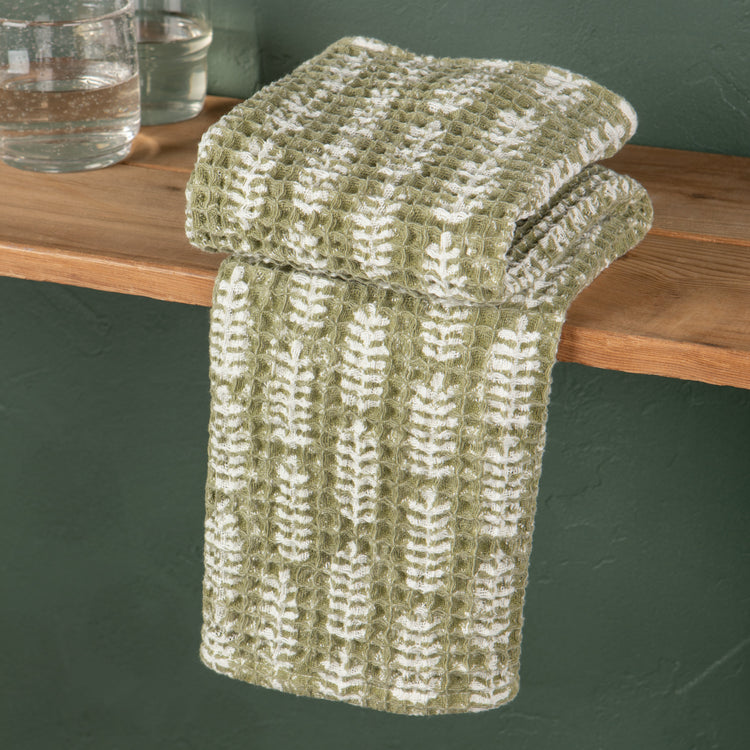 Fern Block Print Waffle Dishtowel