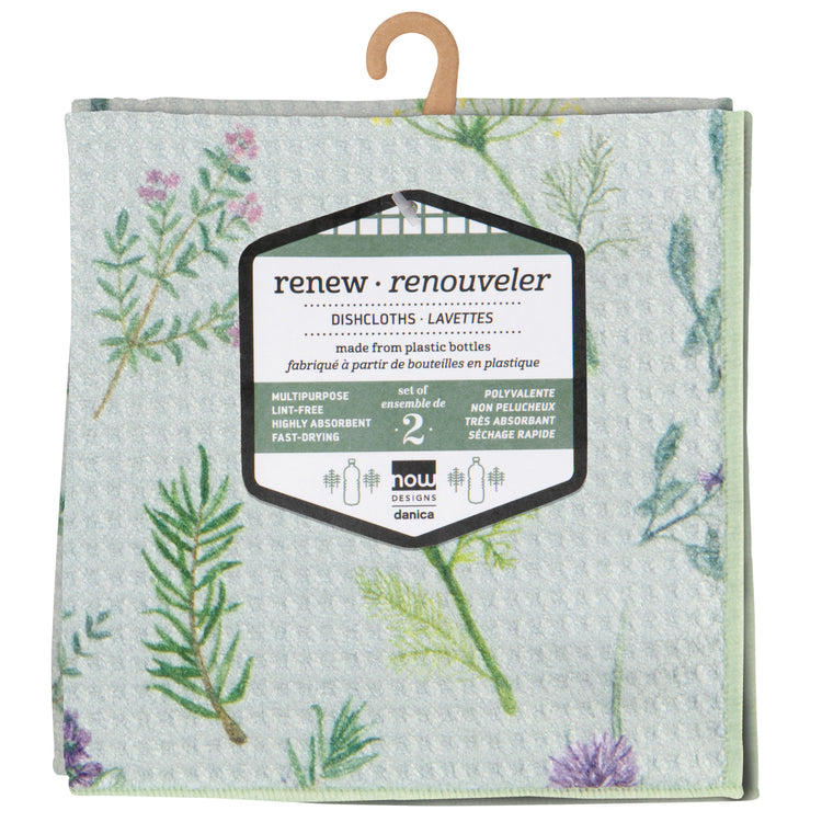 Fresh Herbs Recycled Microfibre Dishcloth Set