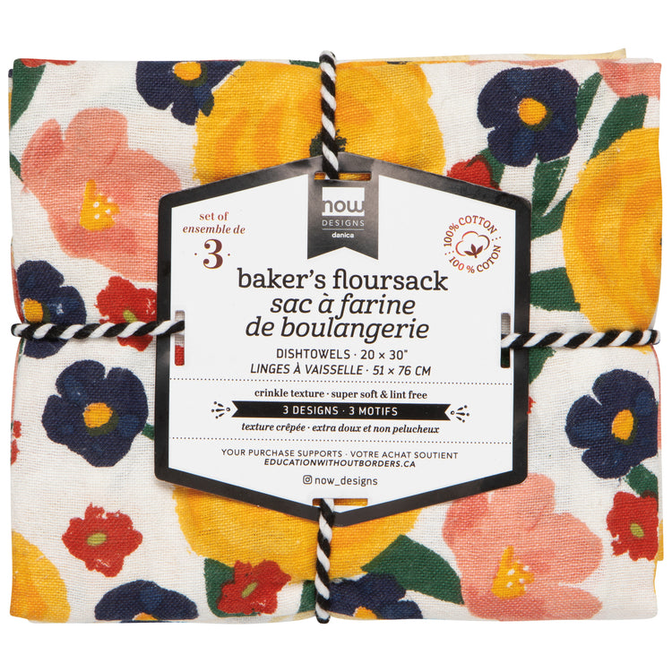 Full Bloom Baker's Floursack Dishtowels Set of 3