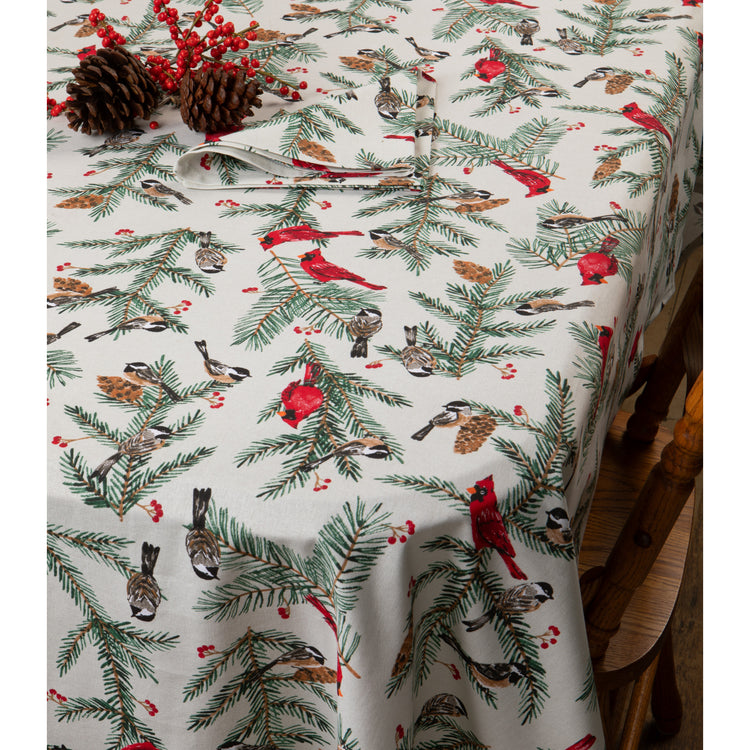 Birds & Boughs Christmas Tablecloth 60 X 120 inch