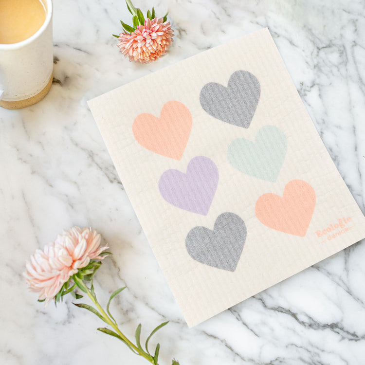 Pastel Hearts Swedish Dishcloth
