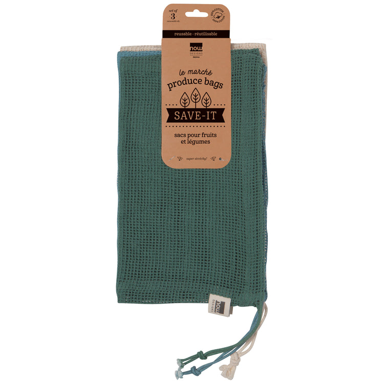 Le Marche Pine Mesh Produce Bags Set of 3