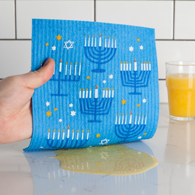 Bright Hanukkah Swedish Sponge Cloth