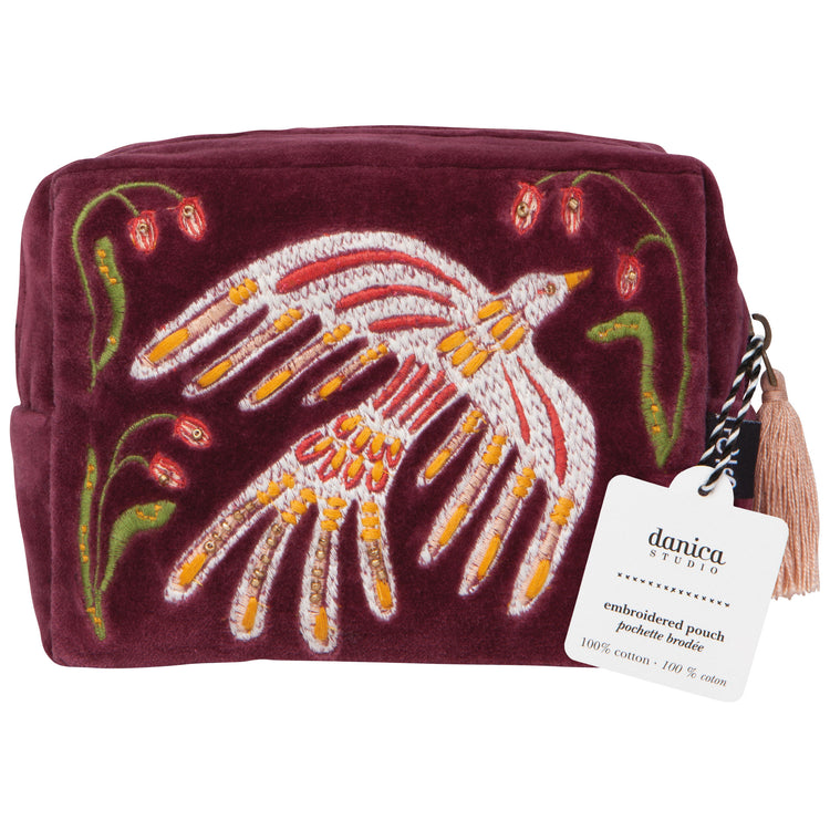 Plume Embroidered Pouch