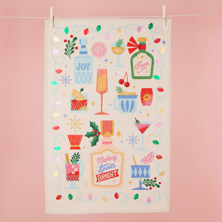 Spirits Bright Christmas Dishtowel