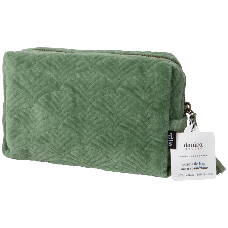 Jade Quilted Velvet Cosmetic Bag