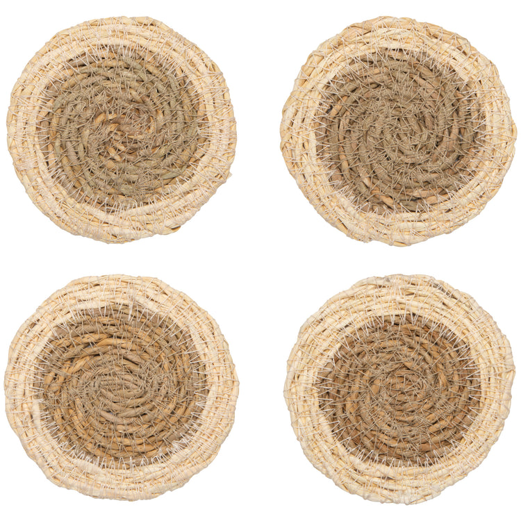 White Border Seagrass Coasters Set of 4