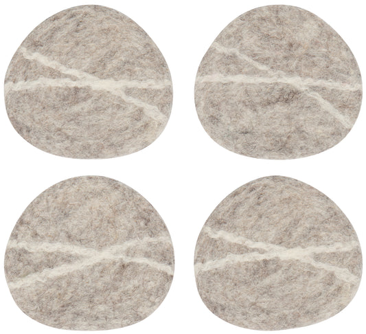 Striato Felt Wool Coasters Set of 4 - Flint