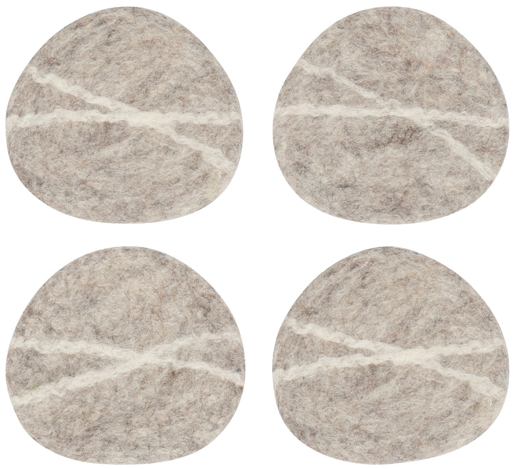 Striato Felt Wool Coasters Set of 4 - Flint