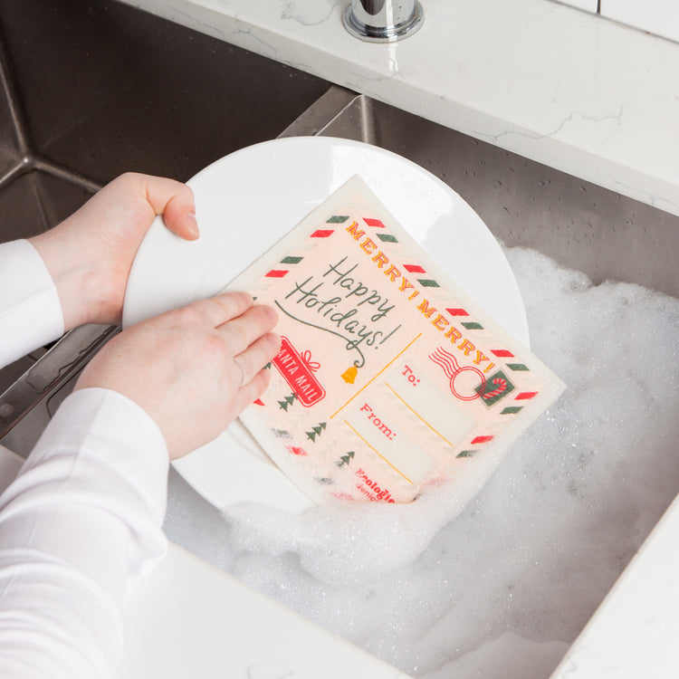 Postcard to Santa Swedish Dishcloth