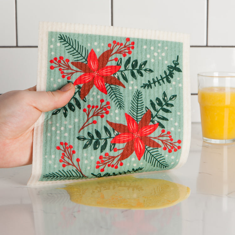 Poinsettia Swedish Dishcloth
