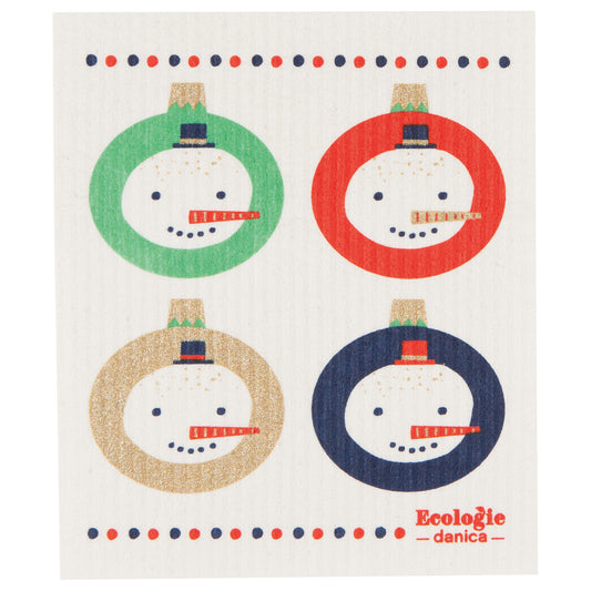 Snowman Ornament Swedish Sponge Cloth