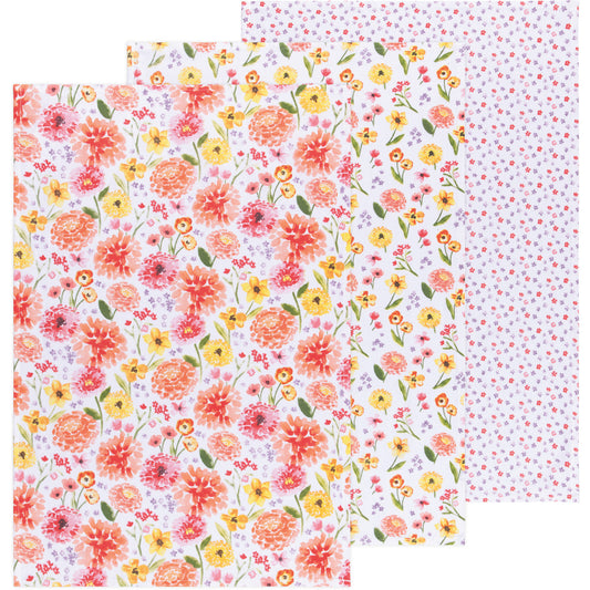 Cottage Floral Baker's Floursack Dishtowels Set of 3
