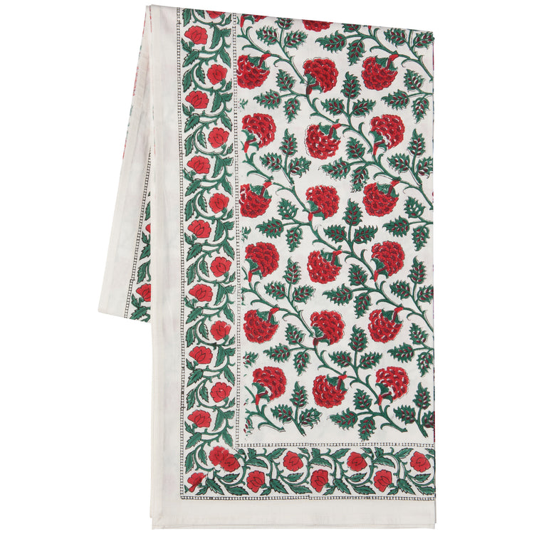 Carnation Block Print Tablecloth 60 x 90 inch