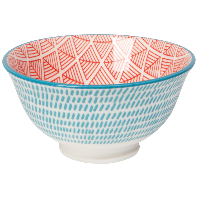 Blue Red Dash Stamped Bowl 3.5 inch