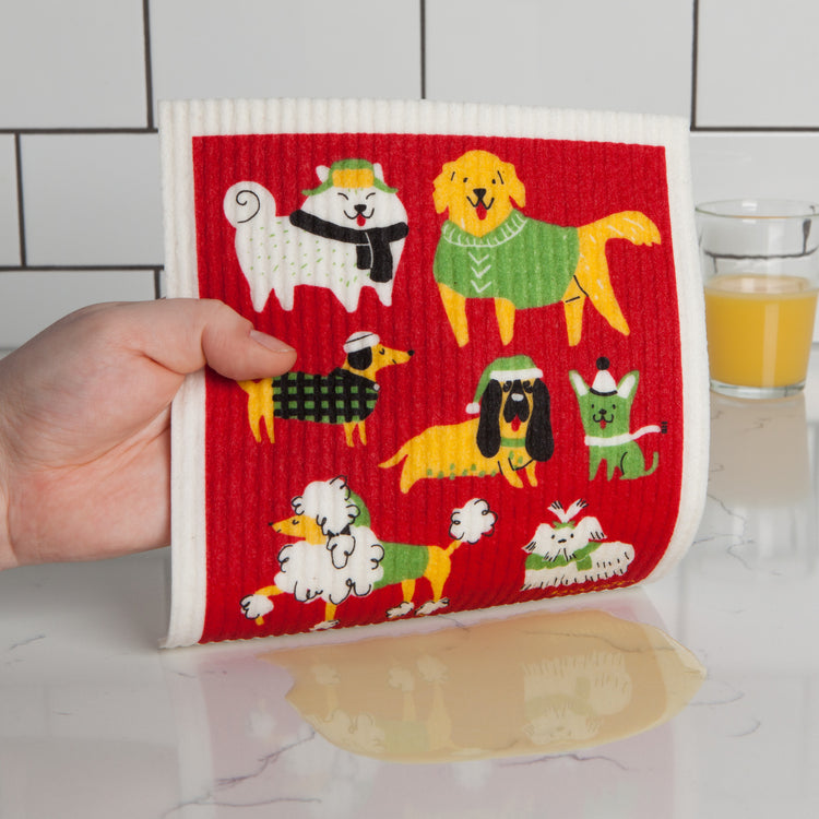 Yule Dogs Swedish Dishcloth