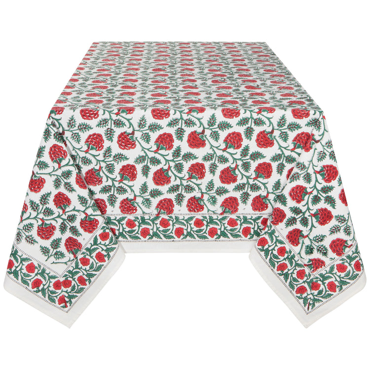 Carnation Block Print Tablecloth 60 x 90 inch