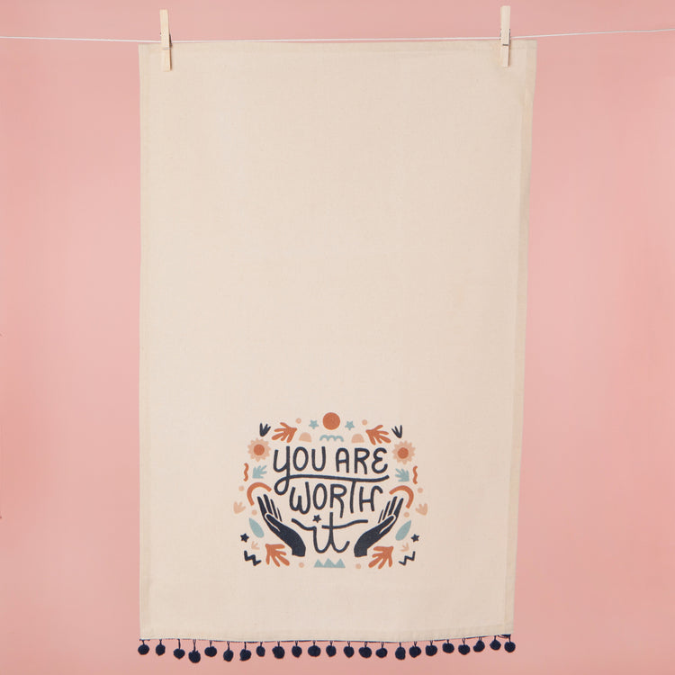 You Are Worth It Decorative Dishtowel