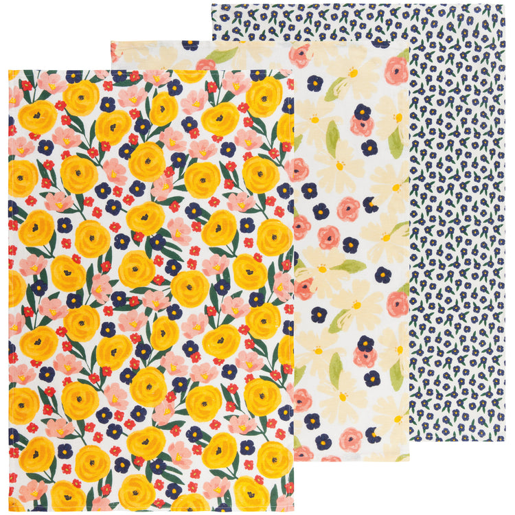 Full Bloom Baker's Floursack Dishtowels Set of 3