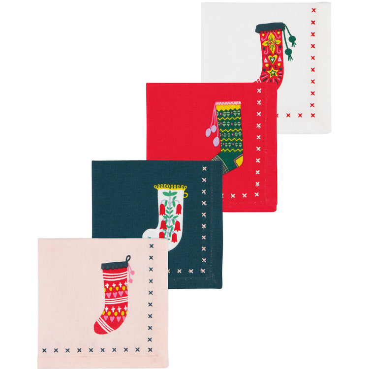 Winter Woolens Christmas Cocktail Napkins Set of 4