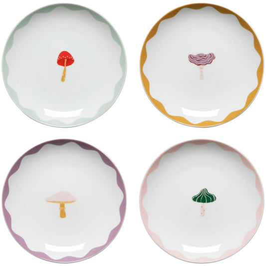 Mushroom Gems Appetizer Plates Set of 4
