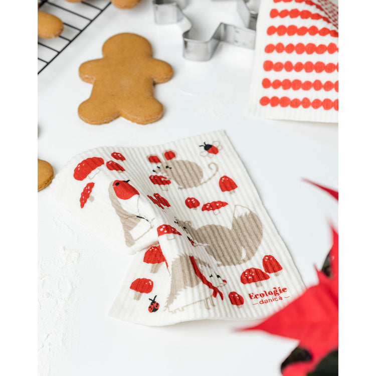 Toadstool Time Swedish Dishcloth