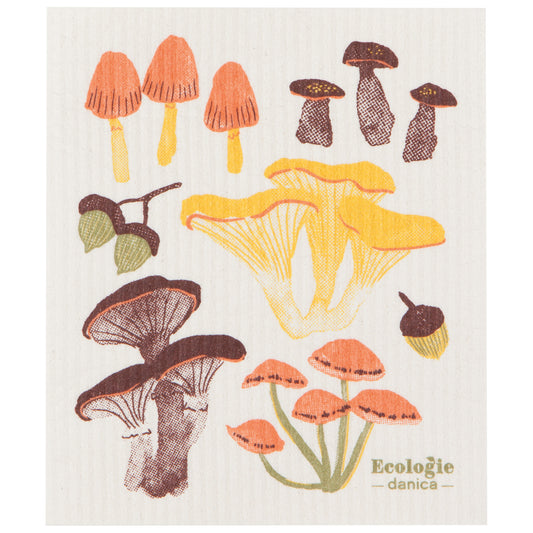 Field Mushrooms Swedish Dishcloth