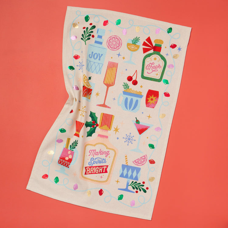 Spirits Bright Christmas Dishtowel
