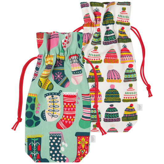 Winter Woolens Wine Bags Set of 2