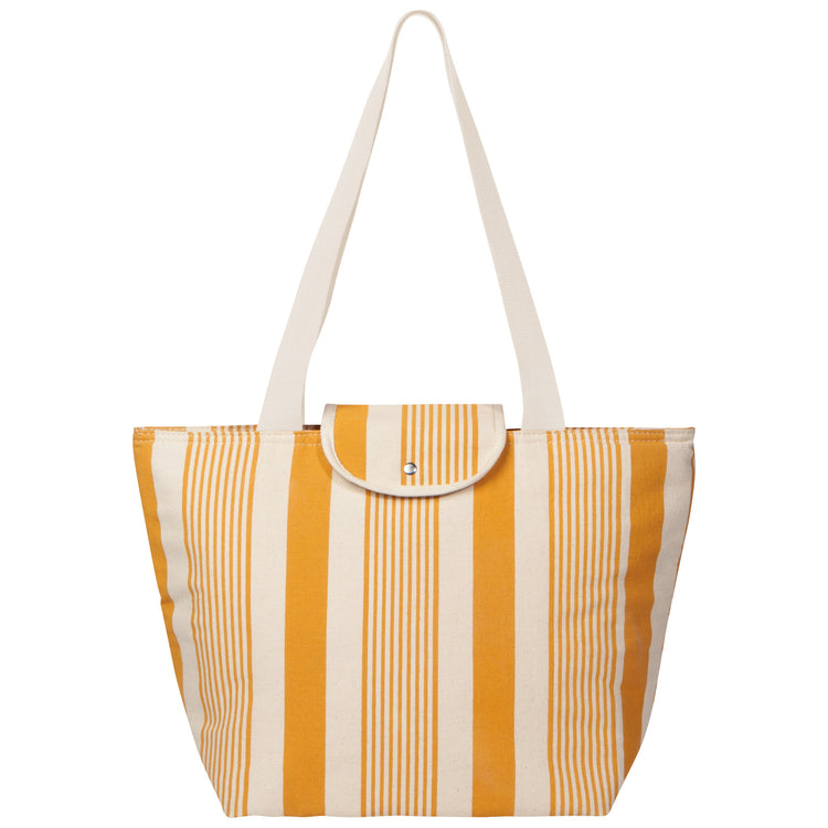 Ochre Stripe Folding Insulated Tote