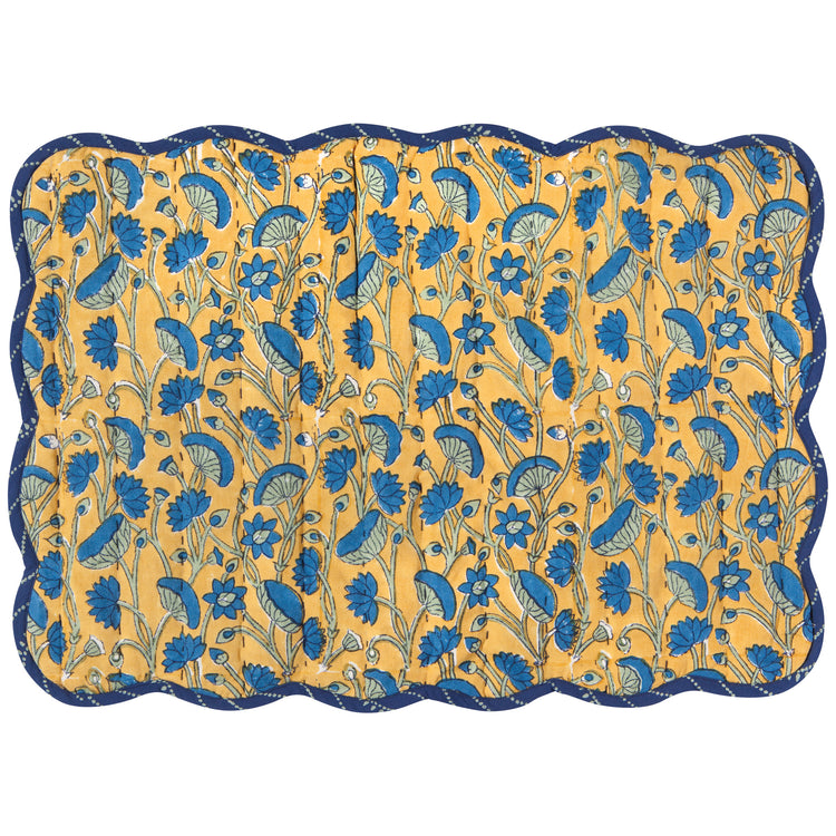 Fan Flower Block Print Kantha Placemat