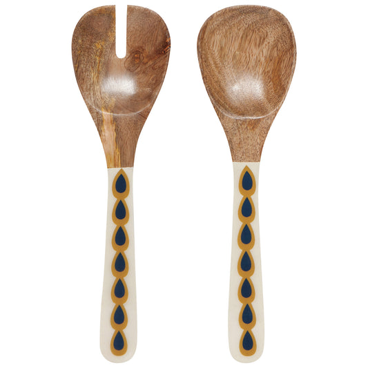Flight Of Fancy Mango Wood Salad Servers Set of 2