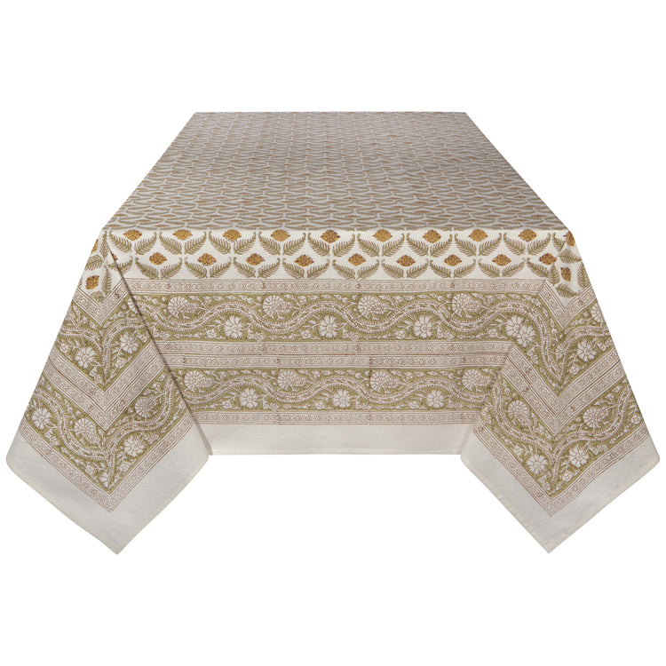 Frond Block Print Tablecloth 90 x 60
