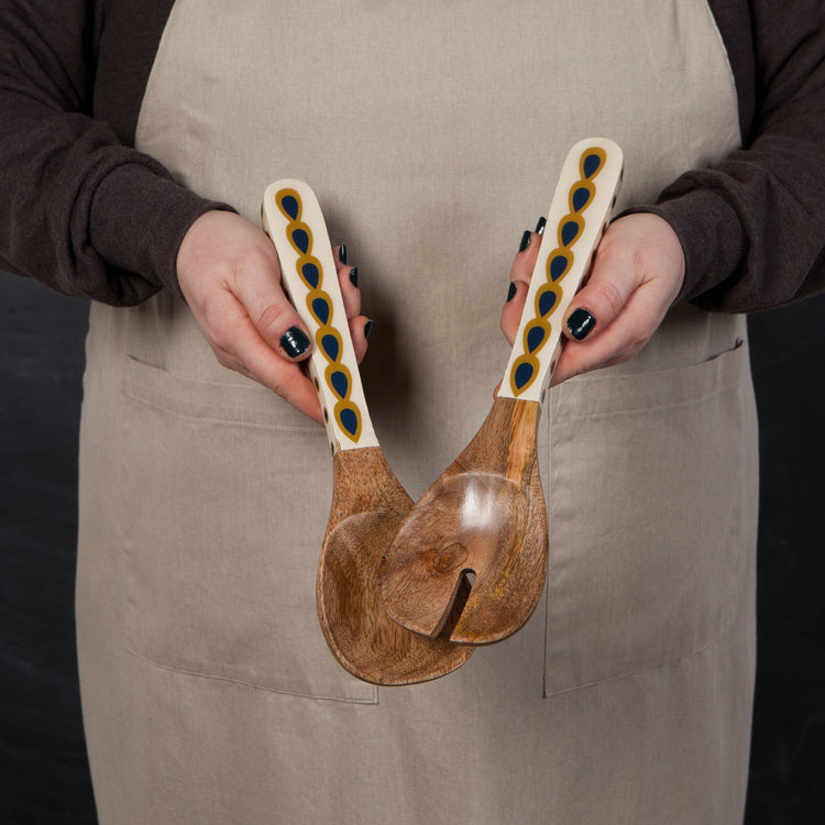 Flight Of Fancy Mango Wood Salad Servers Set of 2