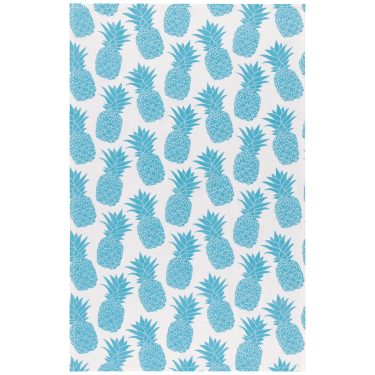 Pineapple Print Bali Blue Floursack Dishtowel Set of 2