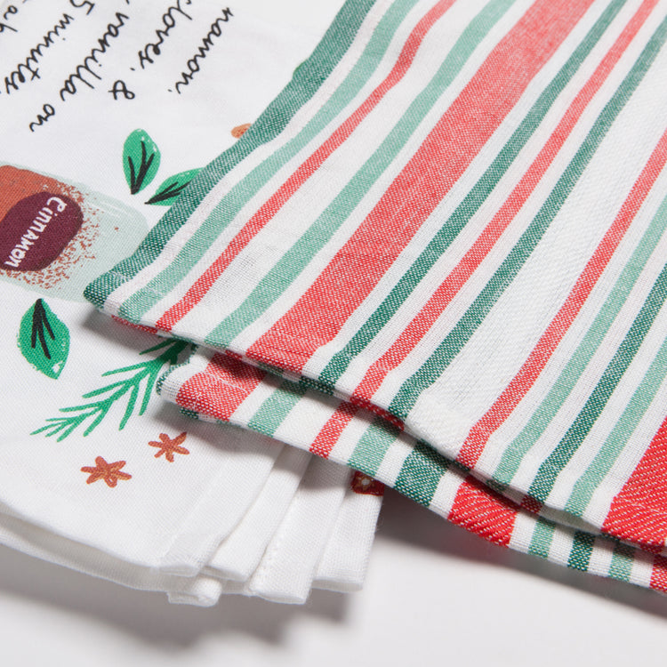 Holiday Eggnog Recipe Dishtowel Set of 2