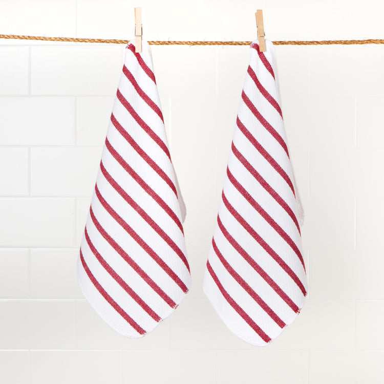 Basketweave Carmine Red Dishcloths Set of 2