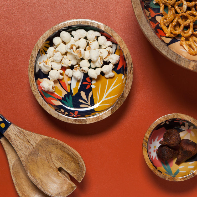 Superbloom Mango Wood Shallow Bowl