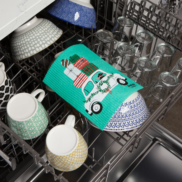 Winter Wheels Dog Swedish Dishcloth