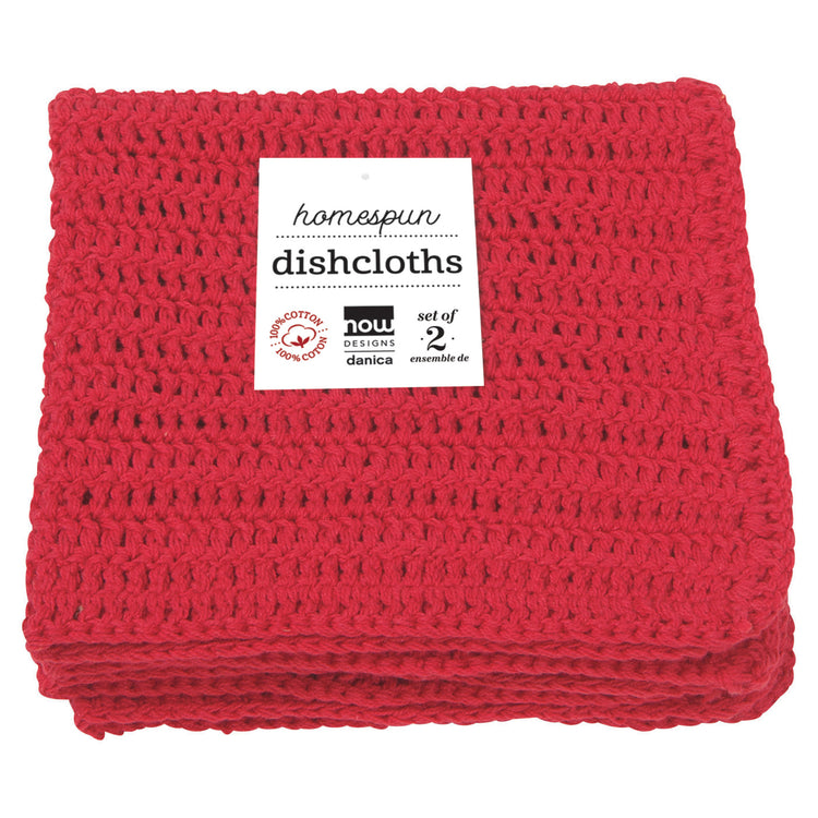 Homespun Red Dishcloths Set of 2