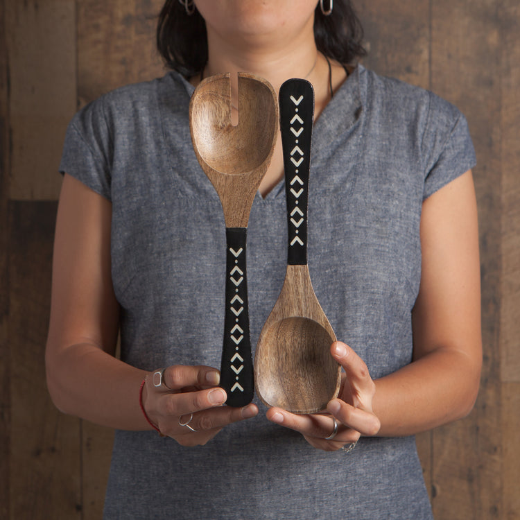 Ziggy Mango Wood Salad Servers Set of