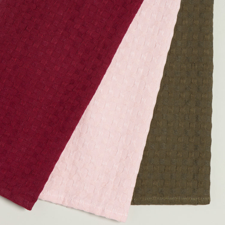Recycled Cotton Dishcloths in Basket Blush Set of 3